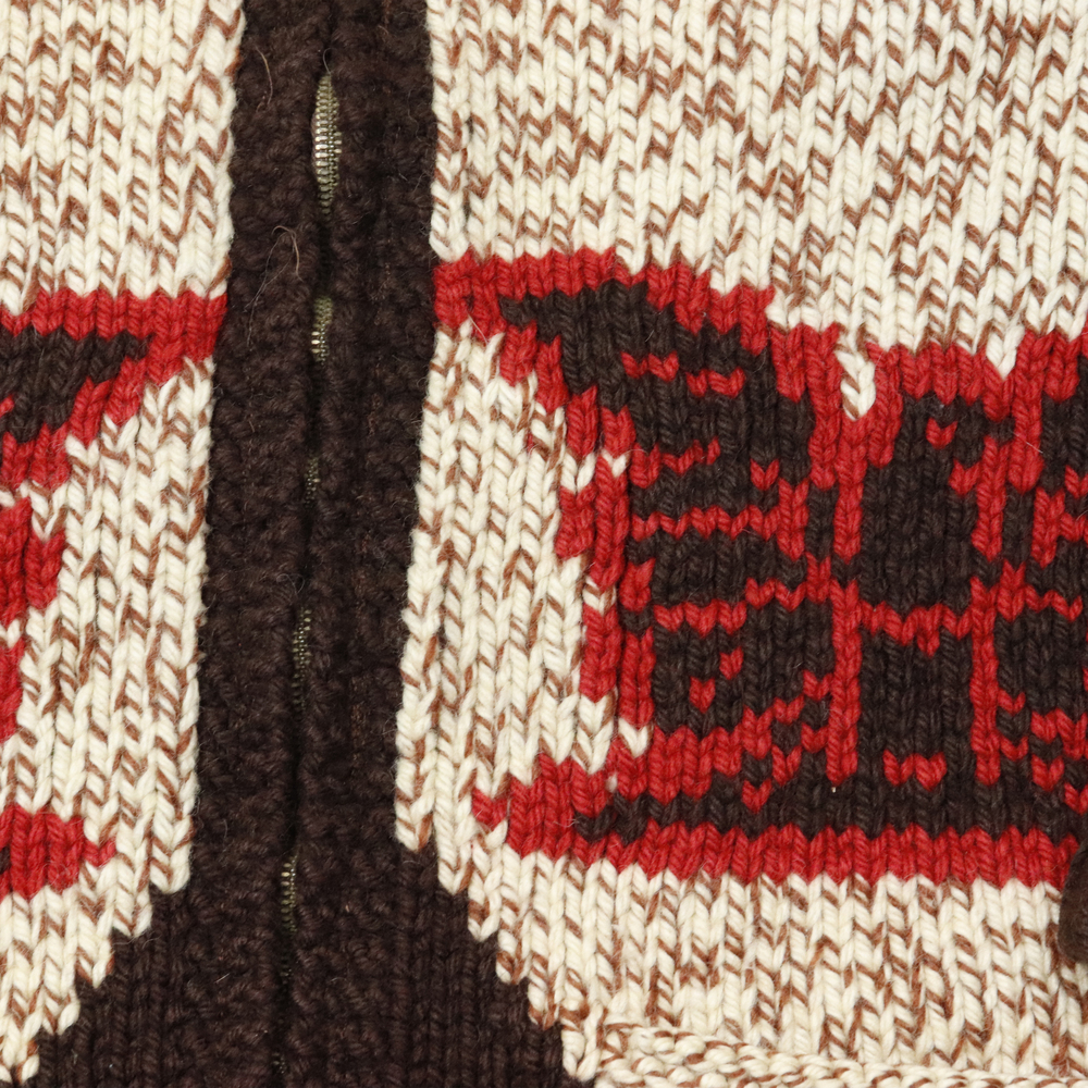 Vintage Eagle Cowichan Brown Red Knit Sweater - Picture 3 of 8